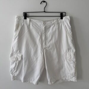 No Fear Mens White Ripstop Cargo Shorts Size 36 Y2K Skate Utility 68S03469
